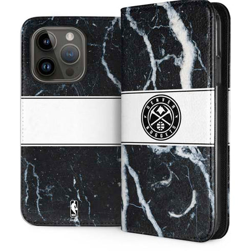 NBA Denver Nuggets Marble iPhone 15 Pro Folio Case